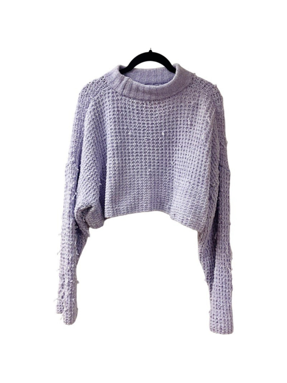 Urban Outfitters Cozy Loop Knit Cropped Sweater MEDIUM Lavender Oversized Fall - Picture 8 of 8